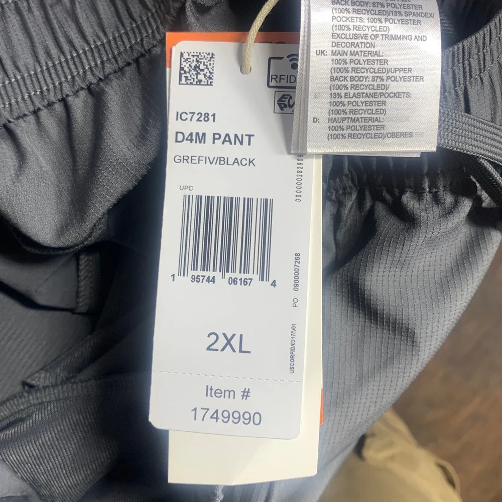 Adidas Aeroready Men's D4M Pant Grey Black 2XL Recycled Polyester Athletic